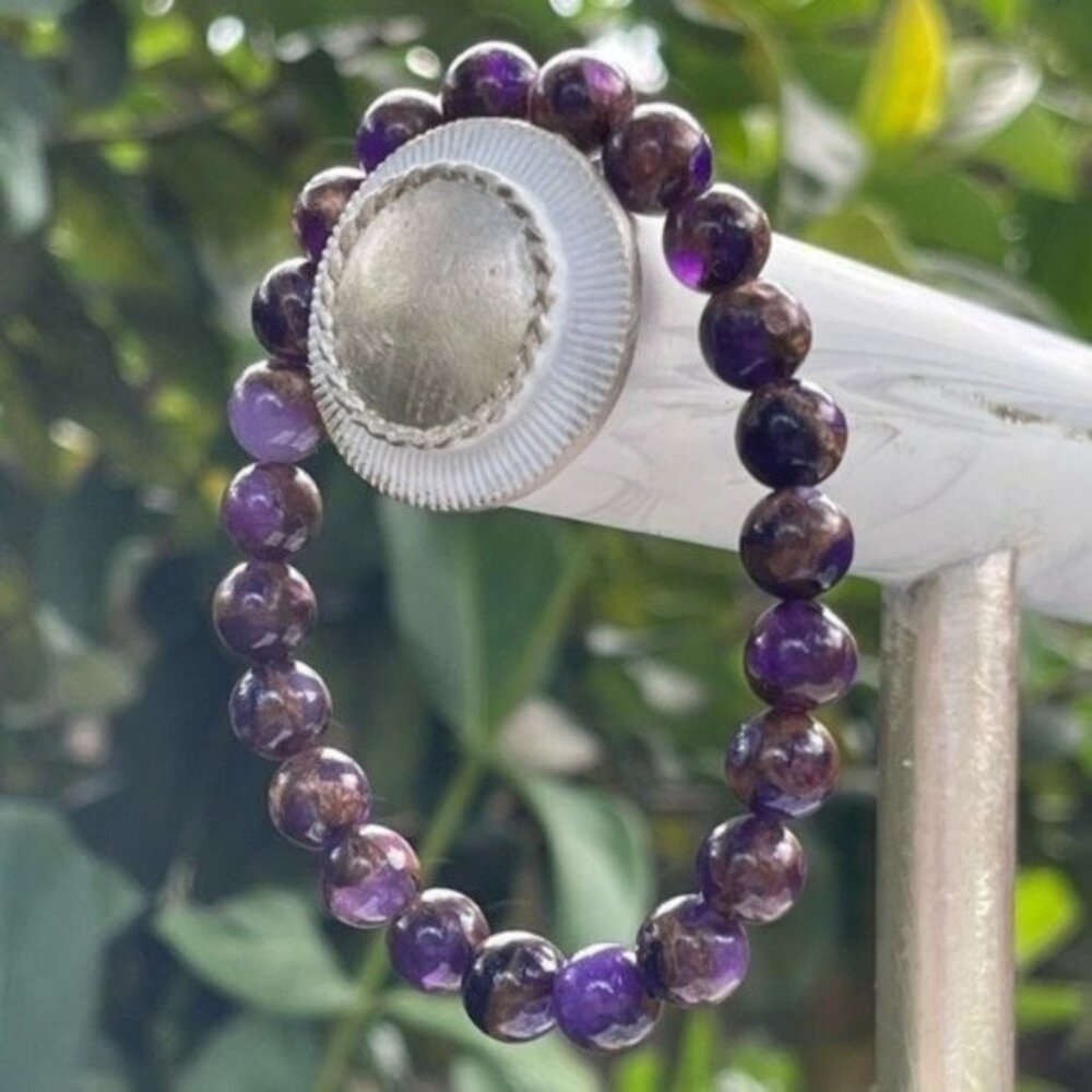 8mm Lavender Opal Bronzite Chakra Stretch Bracelet